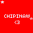 Red background with repeated white text "CHIPINAW" and heart symbols, featuring animated star movements across frames.