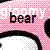 Pixelated icon with pink background and white text above the word 'bear' in multicolored block letters.