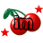Animated cherry-themed icon with red fruit, green stems, and stars displaying sequential text: 'im', 'oh', 'so', 'yummy'
