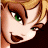 Pixelated cartoon-style icon featuring a partial female face on the left and green text on a dark background on the right, with visible dithering and low-resolution rendering.