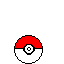Pixelated red and white spherical icons with black outlines arranged in a , each featuring a central circular button