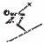 A 3-frame animated contact sheet showing a stick figure skiing with poles, rendered in black and white with pixelated edges on a gray background.
