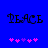 Blue background with black 'PEACE' text and pink star-like symbols below, showing animation changes in symbol colors.