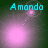 Amanda text in cyan above a pink glowing orb with a small pink dot and faint circular lines on a dark green background.