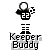Pixelated figure in black and white football uniform with number 22, holding a soccer ball, standing above 'Keeper Buddy' text on gray background.