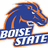 Blue horse head with orange mane and white eyes on white background, next to orange text 'Boise State Wrestling' on blue background.
