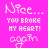 A static image with a bright pink background displays repeated text in white and black lettering.