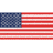 A 48x48 pixel animated contact sheet showing three frames of an American-themed buddy icon with a U.S. flag and patriotic text on blue star backgrounds.