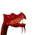 Animated sequence of a red dragon head with dark brown neck, showing mouth opening and closing movements against white background.