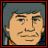 A 4x4 contact sheet of pixel art frames showing animated character portraits and text elements with red borders on a gray background.