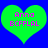Two identical green heart shapes on a blue background with pink text reading 'Anno' and 'BCFFLAL' inside each heart.