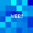 Blue pixelated background with four instances of white text reading "WEE!!" positioned in corners