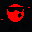 Red pixelated character with black sunglasses and a red cap, showing mouth expressions changing from closed to open across frames.