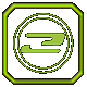 Four distinct green and yellow geometric icons arranged in a 2x2 contact sheet with octagonal borders, each featuring unique abstract shapes within circular or crosshair frames on a gray background.