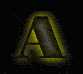 A stylized letter A with a yellow glow and dark gray fill, displayed in six variations across two