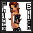 A 5x4 contact sheet of pixel art frames showing a cartoon woman with brown hair in various poses and expressions, including neutral, smiling, and angry faces with red eyes.