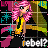 Animated contact sheet of a cartoon character with pink hair and yellow-green outfit against colorful background, displaying 10 sequential frames showing subtle pose changes.