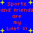 Blue background with orange text reading "Sportz and friends are my Life!! =)" surrounded by yellow stars, repeated twice in a