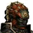 Pixelated static image of a figure with dark hair and red-brown tones, wearing a black outfit against white background.
