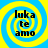 Four identical spiral-patterned icons with blue and yellow concentric rings and black text reading 'luka te amo' in the center.