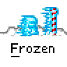Animated contact sheet of a frozen-themed buddy icon with ice characters and speech bubbles, displayed on gray background.