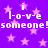 Purple background with pink stars and repeated white text 'I-love someone!' in pixelated font.