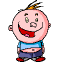 Four pixelated cartoon character poses with varying facial expressions and body angles on white background.