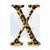A pixelated brown X-shaped object with four rounded ends on a light background.