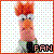 Pixelated static icon of a cartoonish character with red hair, orange face, and pink body standing against a checkered background with "PAN" text at the bottom right.