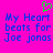 A static image with a bright pink background, blue pixelated text reading "My Heart beats for Joe jonas," and a green pixelated heart symbol above the text.