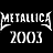 A 4-frame contact sheet of a pixelated Metallica-themed buddy icon featuring text and stylized character portraits with varying color schemes across frames.