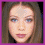 Four pixelated show a person's face: full view, right side, eye close-up, and lips close-up with purple border