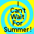 Four identical display yellow spiral patterns on blue backgrounds with black text reading "I Can't Wait For Summer!" in a pixelated font