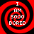 Four identical red and black spiral patterns with white text reading "I AM SOOO BORED" arranged in a