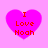 Four identical pink heart-shaped icons with red text reading "I Love Noah" on a light pink background.