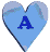 Animated contact sheet of a blue heart-shaped icon with the letter A, showing multiple frames of rotation and perspective changes against a gray background.