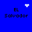 Blue background with four identical text blocks reading 'EL Salvador' and three distinct pixel art symbols: a heart, a starburst, and a circular dot pattern.