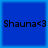 Four identical blue square arranged in a , each containing black text reading "Shauna<3" on a solid blue background