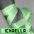 Animated green and gray icon with 'MICHAELLA' text, showing sequential changes in the name's lettering across frames.