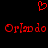 Red pixelated heart symbol above two identical red pixelated text strings reading 'Orlando' on a black background.