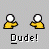 Pixelated character with white head and yellow body appears in multiple , each paired with distinct text phrases