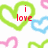 Pixelated heart-shaped patterns in green, blue, and pink on white background with red text reading 'i love 4 life!!!!' and 'Brenndan'.