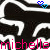 Animated icon shows a black and white abstract shape with pink and blue text reading 'michelle' at the bottom, while two heart symbols change color from blue to pink.