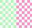 A 2x2 contact sheet of four animated frames showing a checkered background and two pixel-art text designs with heart symbols.