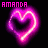 Animated heart-shaped neon outline with three color variations and text above each variant on a black background.