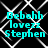 Four identical display cyan text over a black background with white geometric patterns, each showing 'Bebeh lovezz Stephen' in pixelated font