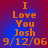 four identical pixelated text on a blue-to-red gradient background, each displaying orange text reading "I Love You Josh 9/12/06"