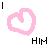 Static pixel art icon featuring a pink interlocking heart symbol with black text elements on a white background.