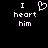 Pixelated text and heart symbol on black background, with one version showing a pixel-art heart replacing the 'o' in 'heart'.