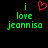 Green pixelated text 'i love jeanniso' on black background with red heart symbol above 'i' in first frame, identical text in second frame without heart.